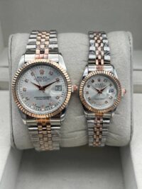 ساعت رولکس دیت جاست | طلایی نقره ای ست مردانه زنانه ROLEX