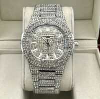 ساعت پتک فیلیپ فول نگین نقره ای مردانه | PATEK PHILIPPE