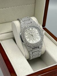 ساعت پتک فیلیپ فول نگین نقره ای مردانه | PATEK PHILIPPE