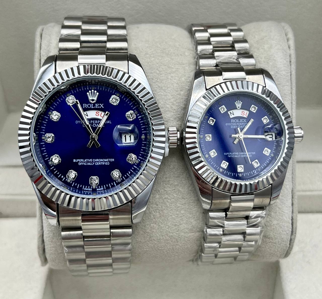 ساعت رولکس دیت جاست | صفحه آبی ست زنانه و مردانه Rolex