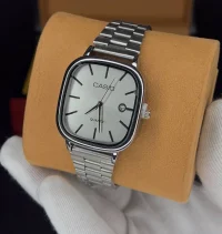 ساعت کاسیو الدمانی مربعی مردانه نقره ای کامل نقره ای | CASIO درجه یک