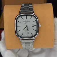 ساعت کاسیو الدمانی مربعی مردانه نقره ای کامل نقره ای | CASIO درجه یک