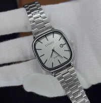 ساعت کاسیو الدمانی مربعی مردانه نقره ای کامل نقره ای | CASIO درجه یک
