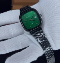 ساعت کاسیو الدمانی مربعی مردانه مشکی سبز | CASIO درجه یک