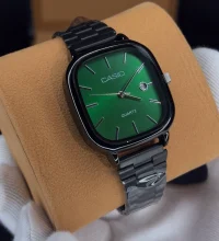ساعت کاسیو الدمانی مربعی مردانه مشکی سبز | CASIO درجه یک