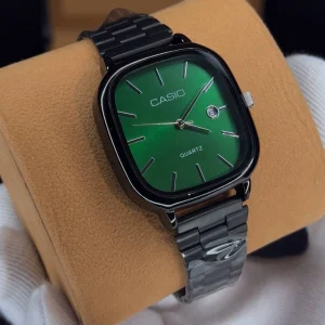 ساعت کاسیو الدمانی مربعی مردانه مشکی سبز | CASIO درجه یک