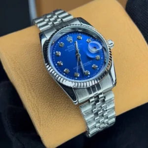 ساعت رولکس دیت جاست مردانه ROLEX | نقره ای آبی
