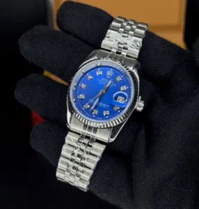 ساعت رولکس دیت جاست مردانه ROLEX | نقره ای آبی