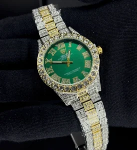 ساعت رولکس فول نگین مردانه | سبز طلایی