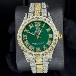 ساعت رولکس فول نگین مردانه | سبز طلایی