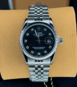ساعت رولکس دیت جاست مردانه ROLEX | نقره ای مشکی