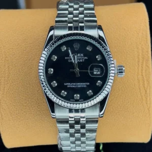 ساعت رولکس دیت جاست مردانه ROLEX | نقره ای مشکی
