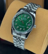 ساعت رولکس دیت جاست مردانه ROLEX | نقره ای سبز