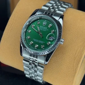 ساعت رولکس دیت جاست مردانه ROLEX | نقره ای سبز