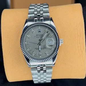 ساعت رولکس دیت جاست مردانه ROLEX | نقره ای خاکستری