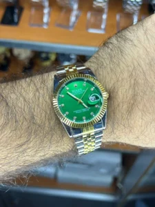 ساعت رولکس دیت جاست مردانه ROLEX | دو رنگ سبز