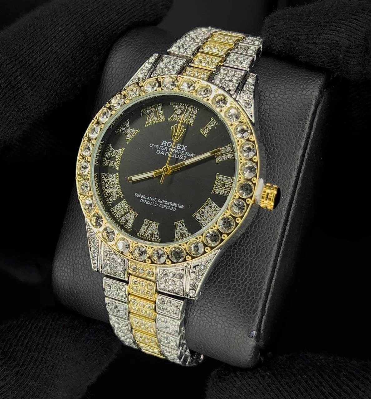 ساعت رولکس فول نگین مردانه | مشکی طلایی