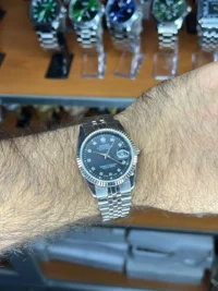 ساعت رولکس دیت جاست مردانه ROLEX | نقره ای مشکی