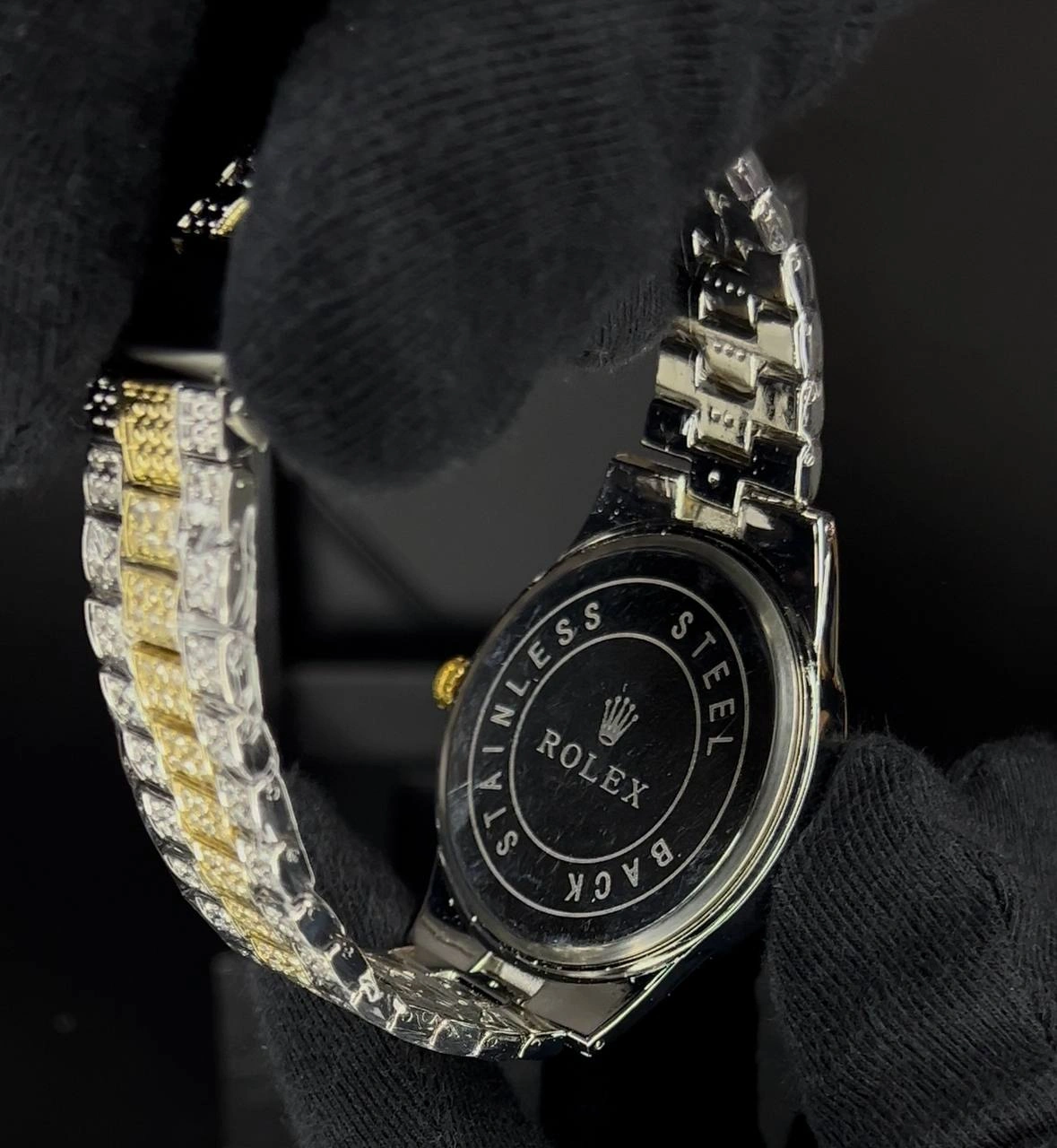 ساعت رولکس فول نگین مردانه | مشکی طلایی - Image 2