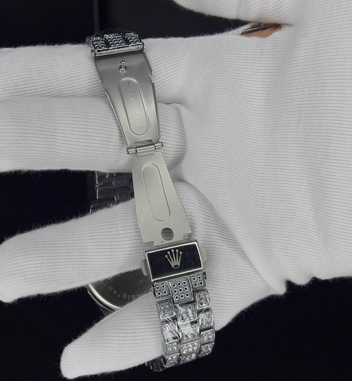 ساعت فول نگین رولکس مردانه | کامل نقره ای - Image 6