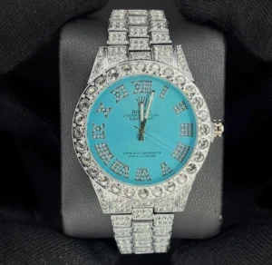 ساعت رولکس فول نگین مردانه | آبی تیفانی