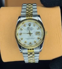 ساعت رولکس دیت جاست مردانه ROLEX | بند دو رنگ سفید