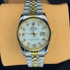ساعت رولکس دیت جاست مردانه ROLEX | بند دو رنگ سفید