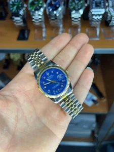 ساعت رولکس دیت جاست مردانه ROLEX | دورنگ آبی