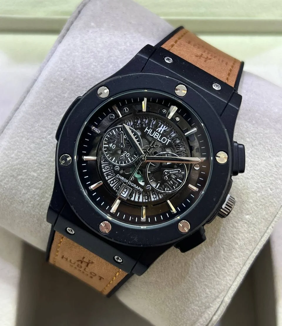 ساعت هابلوت اسکلتون مردانه Hublot | قهوه ای مشکی