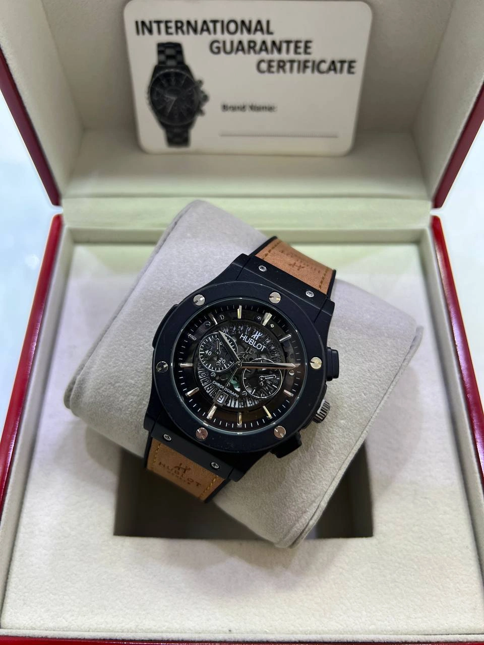 ساعت هابلوت اسکلتون مردانه Hublot | قهوه ای مشکی - Image 2