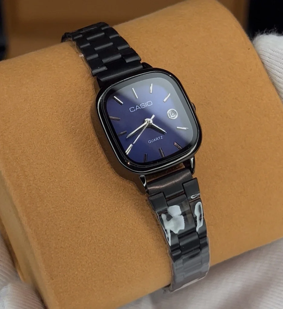 ساعت کاسیو الد مانی مربعی کامل مشکی آبی | زنانه CASIO