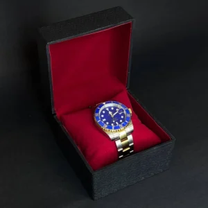 باکس ساعت لوکس مشکی | داخل پارچه مخمل قرمز