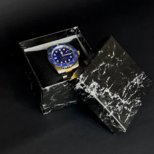 باکس ساعت کادویی مشکی طرح مرمر | جعبه