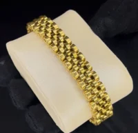 دستبند رولکس ضخیم 4 بافت اورجینال | طلایی کامل Rolex