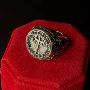 انگشتر مردانه نقره ای استیل | طرح تبر