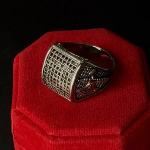 انگشتر مردانه نقره ای استیل | طرح کاپل مربعی