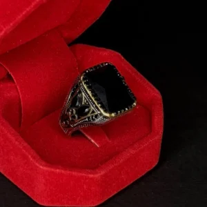 انگشتر مردانه استیل اورجینال مردانه | سنگ مشکی