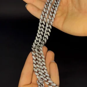 گردنبند کارتیر فول نگین ضخیم اصلی نقره ای