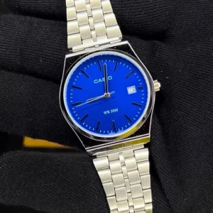 کاسیو الد مانی گرد گاد فادر مردانه نقره ای آبی | CASIO