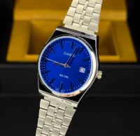 کاسیو الدمانی گرد گاد فادر مردانه نقره ای آبی | درجه یک CASIO