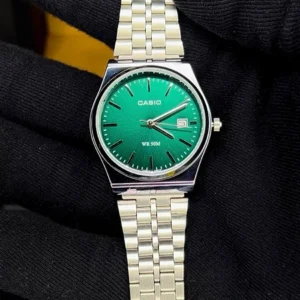 کاسیو الدمانی گرد گاد فادر مردانه نقره ای سبز | درجه یک CASIO