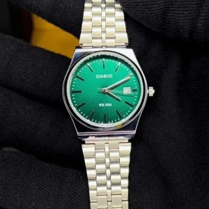 کاسیو الدمانی گرد گاد فادر مردانه نقره ای سبز | درجه یک CASIO
