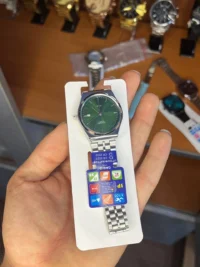 کاسیو الدمانی گرد گاد فادر مردانه نقره ای سبز | درجه یک CASIO