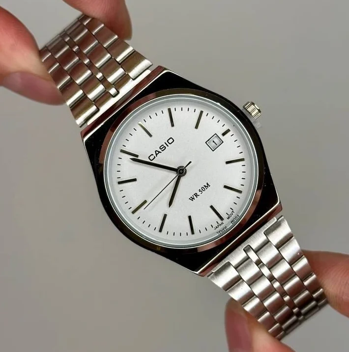کاسیو الدمانی گرد گاد فادر مردانه نقره ای کامل | درجه یک CASIO
