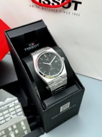 ساعت تیسوت مردانه نقره ای صفحه مشکی | Tissot PRX