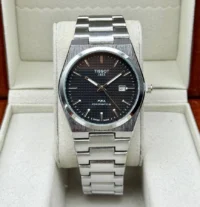 ساعت تیسوت مردانه نقره ای صفحه مشکی | Tissot PRX