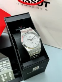 ساعت تیسوت مردانه نقره ای صفحه سفید | Tissot PRX