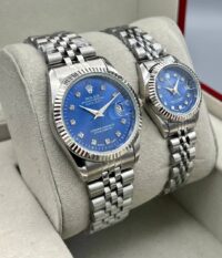 ست ساعت رولکس دیت جاست نقره ای صفحه آبی | ROLEX DATE JUST