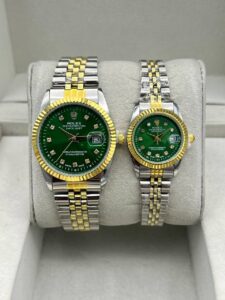 ست ساعت رولکس دیت جاست بند دورنگ صفحه سبز | ROLEX DATE JUST