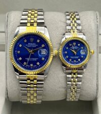 ست ساعت رولکس دیت جاست بند دورنگ صفحه آبی | ROLEX DATE JUST